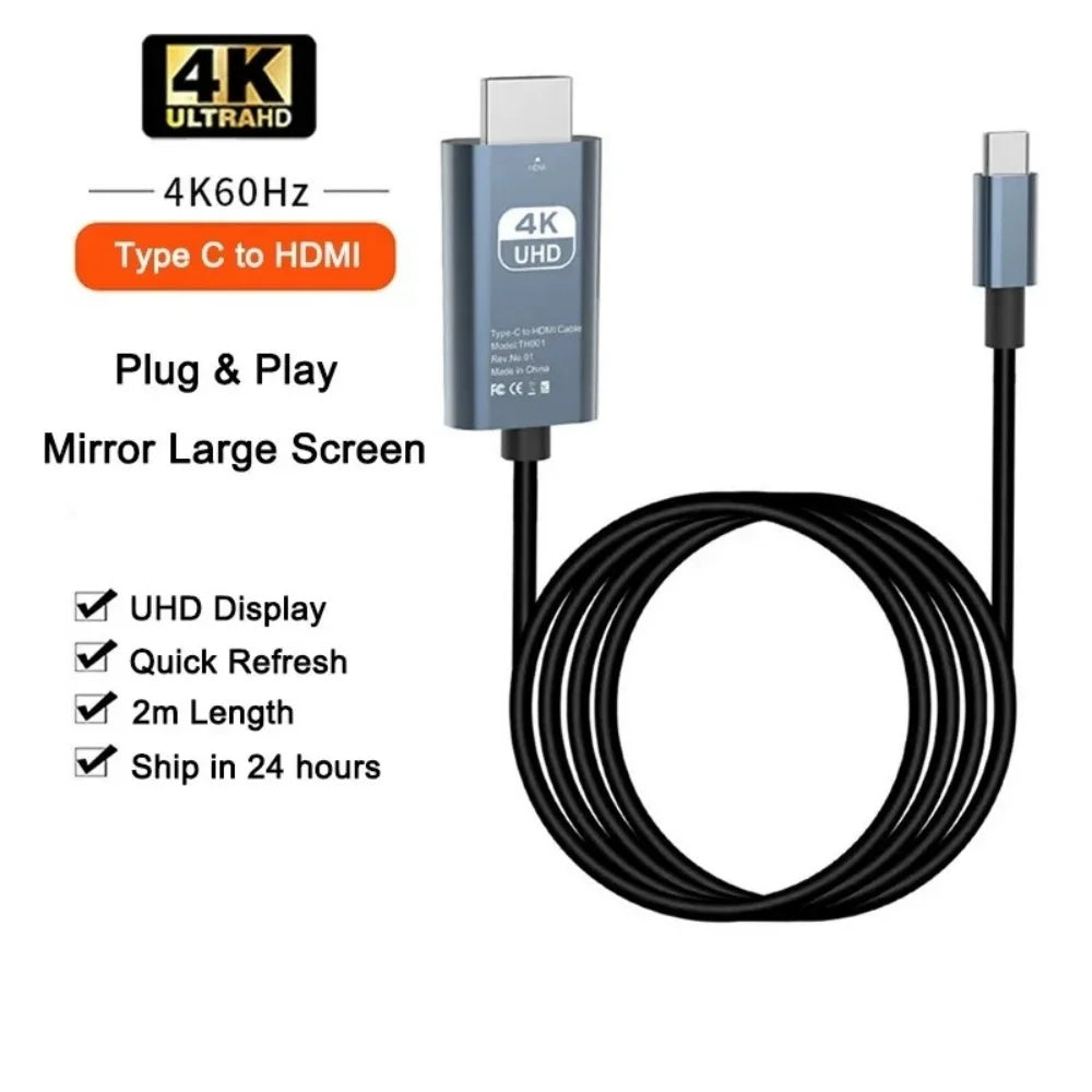 4K 60Hz USB-C to HDMI 2.0 Cable – iPhone 15, MacBook & TV Peaceful Pleasures Health and Wellness 4K 60Hz 2m
