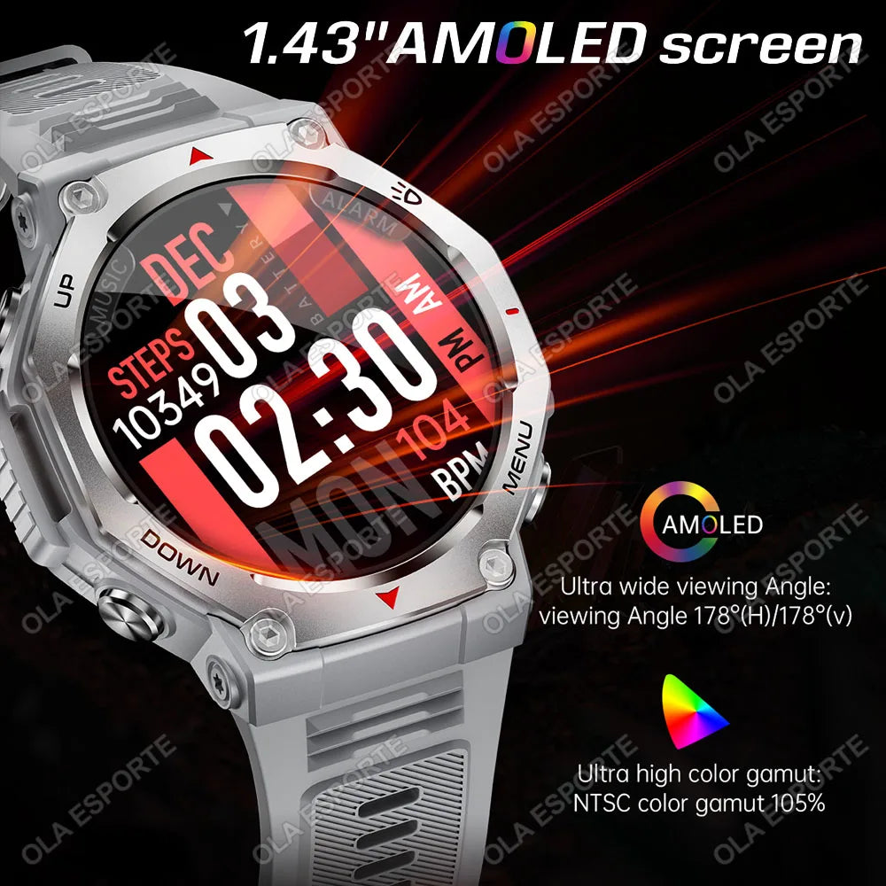Military-Grade Outdoor Sports Smartwatch 520mAh GPS LED Flashlight Bluetooth Call Fitness Tracking Heart Rate Smart Watch Men Peaceful Pleasures Health and Wellness