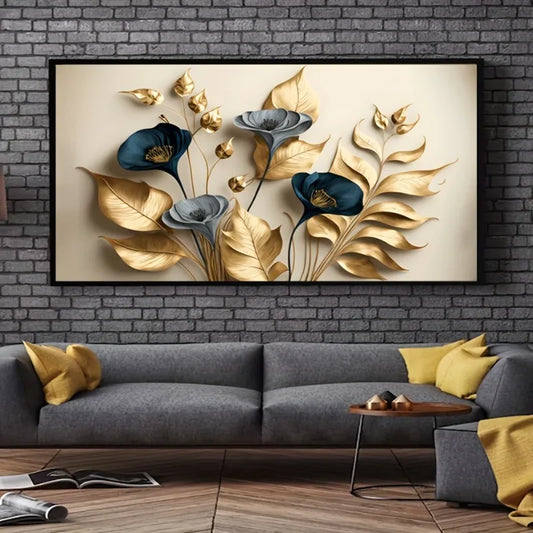 Golden Leaf Canvas Wall Art | Modern Unframed Poster Canvas Wall Art Peaceful Pleasures Health and Wellness