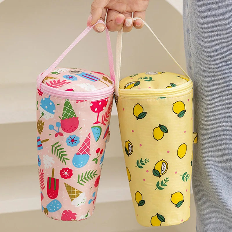 Insulated Milk Tea Tote Bag | Portable Cup Carrier & Umbrella Bag