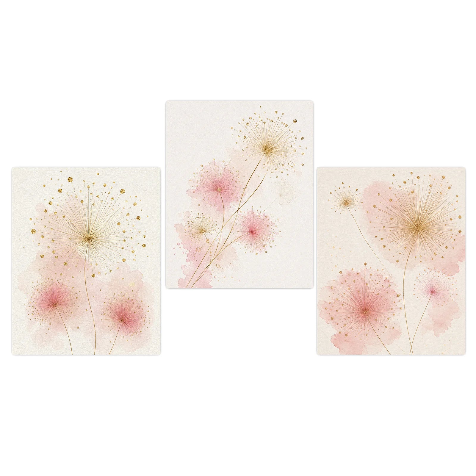 Nordic Dandelion Wall Art Pink Gold Floral Canvas Painting Botanical Poster Print Living Room Wall Decor Peaceful Pleasures Health and Wellness 01 40x60cm No Frame China Mainland