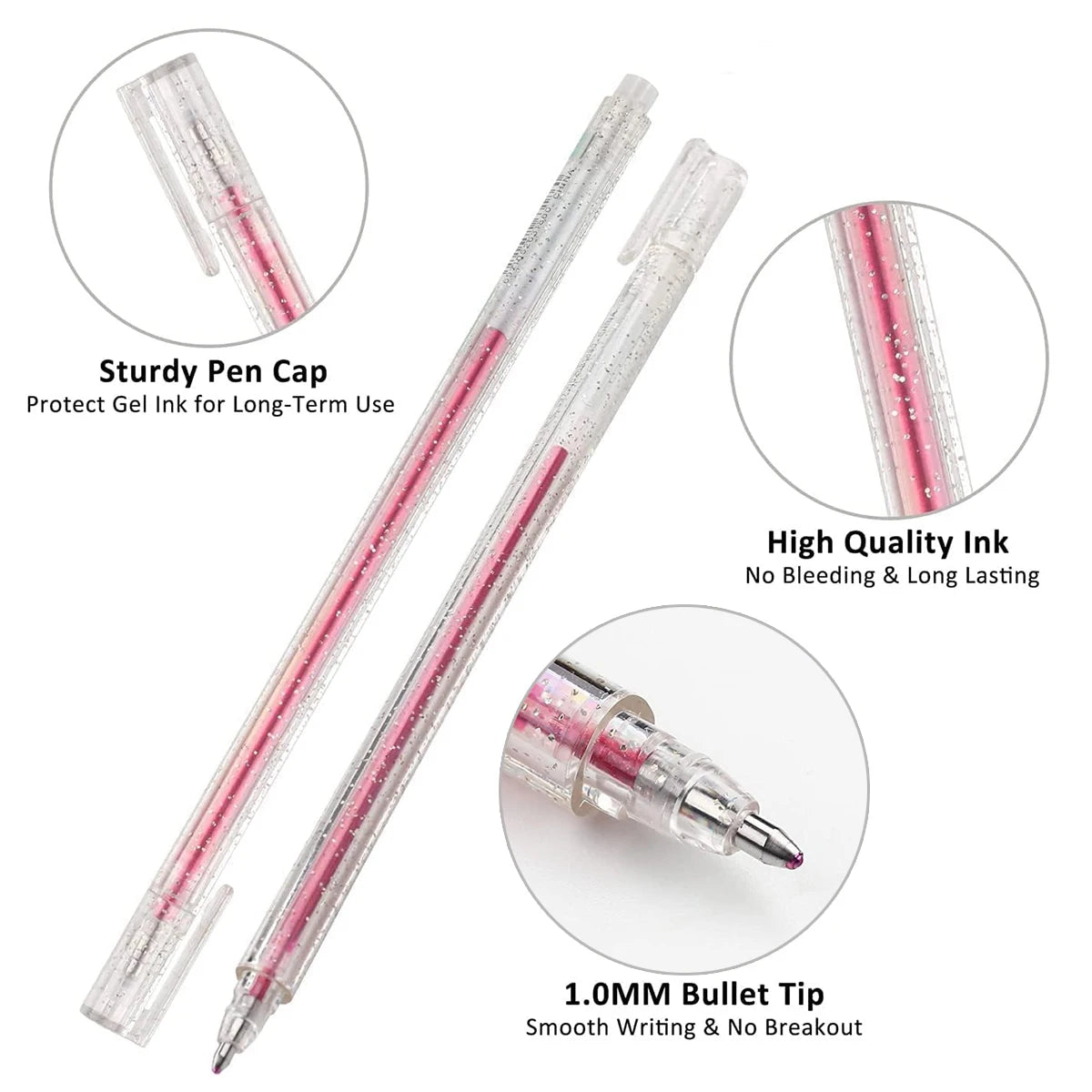 Glitter Gel Pens 8/12/18 Colors – 1.0mm Metallic Art Pens Set