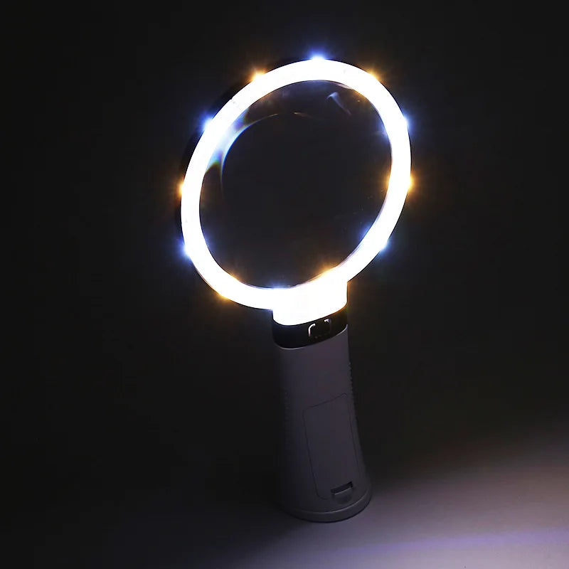 Equipped with 12 Led Lights for Heating and Cooling, 10X and 30X High-Definition Large Mirror Magnifying Glass Peaceful Pleasures Health and Wellness