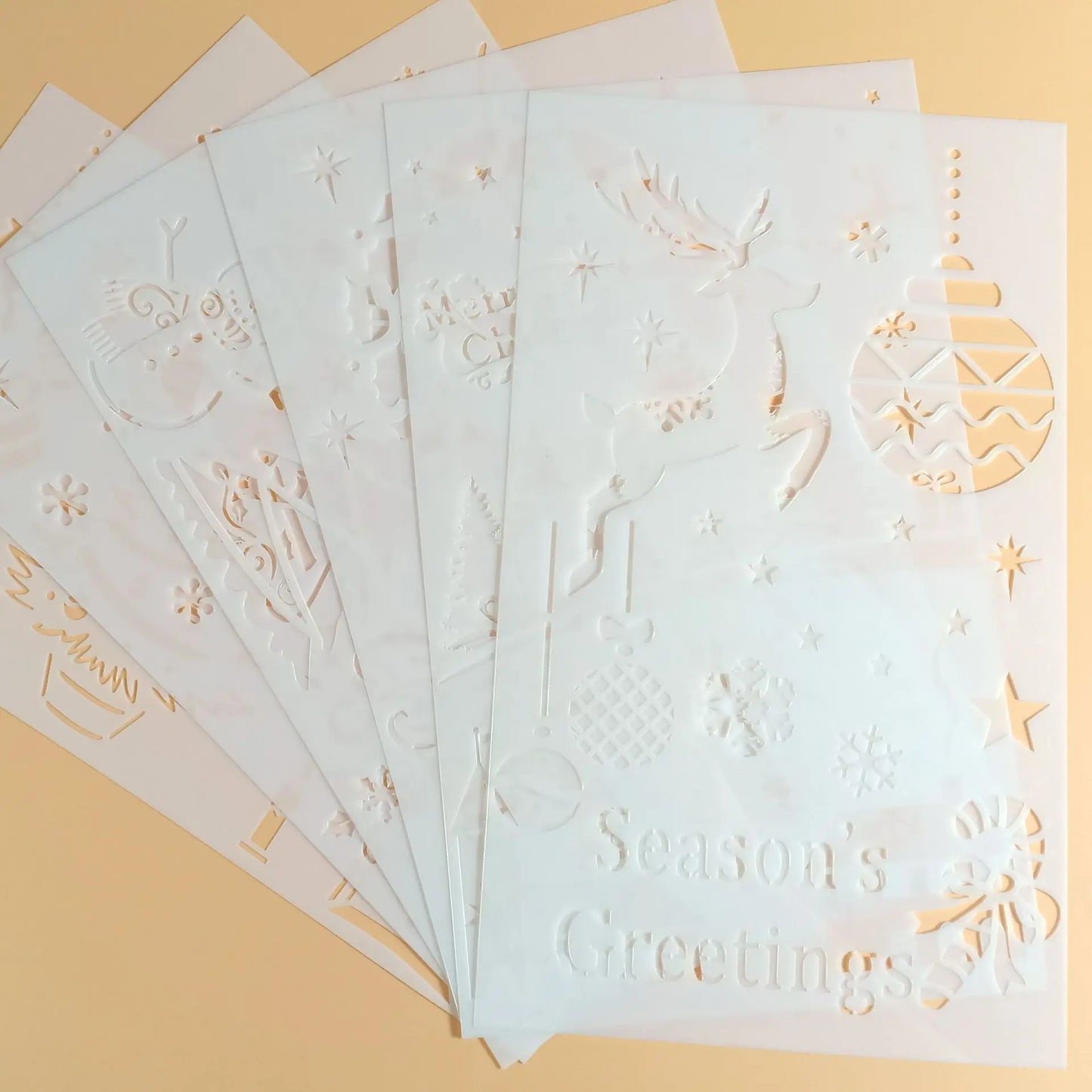 Christmas Themed Reusable PET Stencils Wall Spray Painting DIY