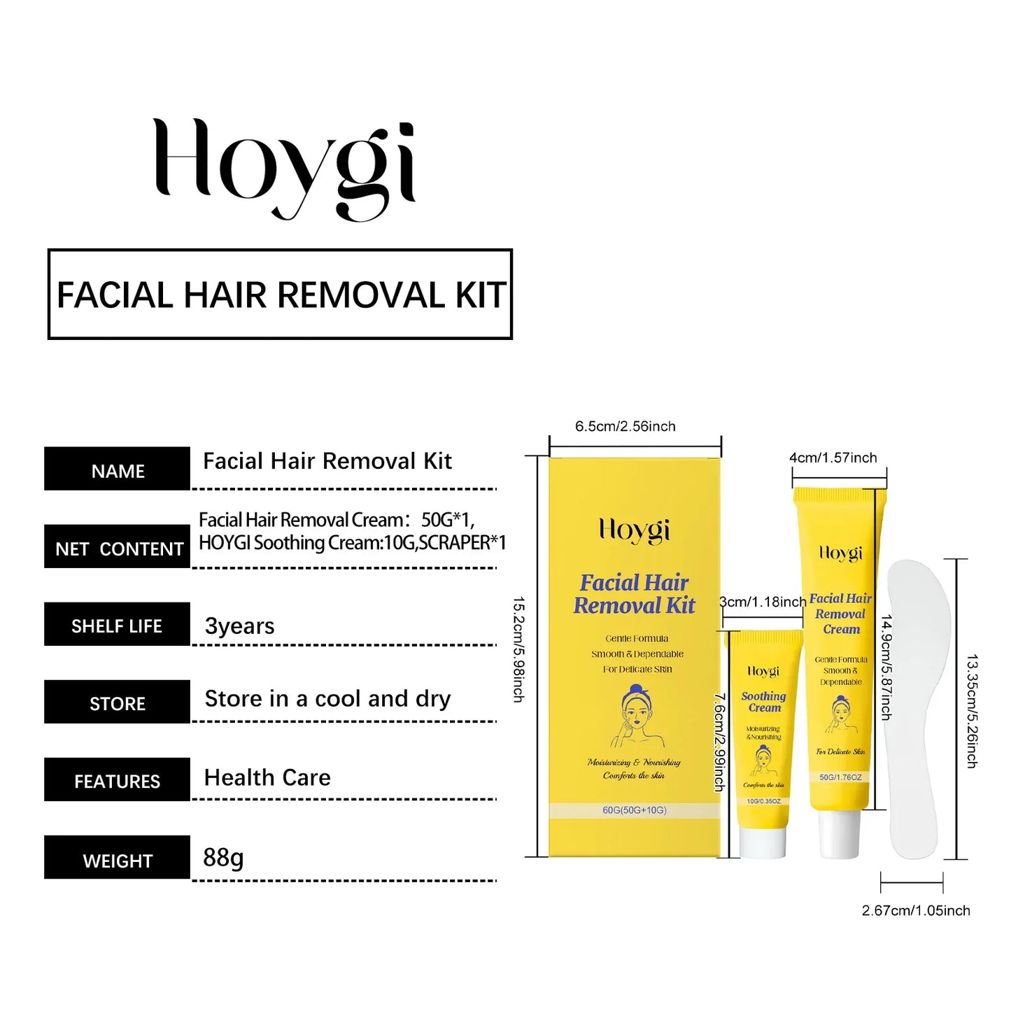 Facial Hair Removal Cream Kit – Sensitive Skin, Shea Butter 60g