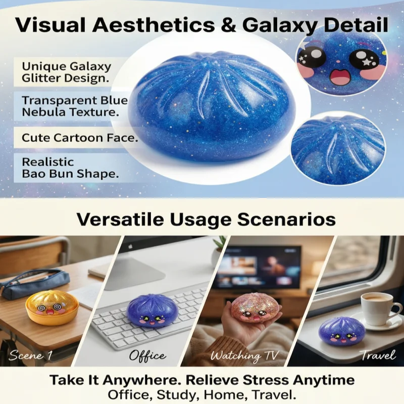 Colorful Bun Squishy Toy – Slow Rising Soft Fidget Squeeze Toy