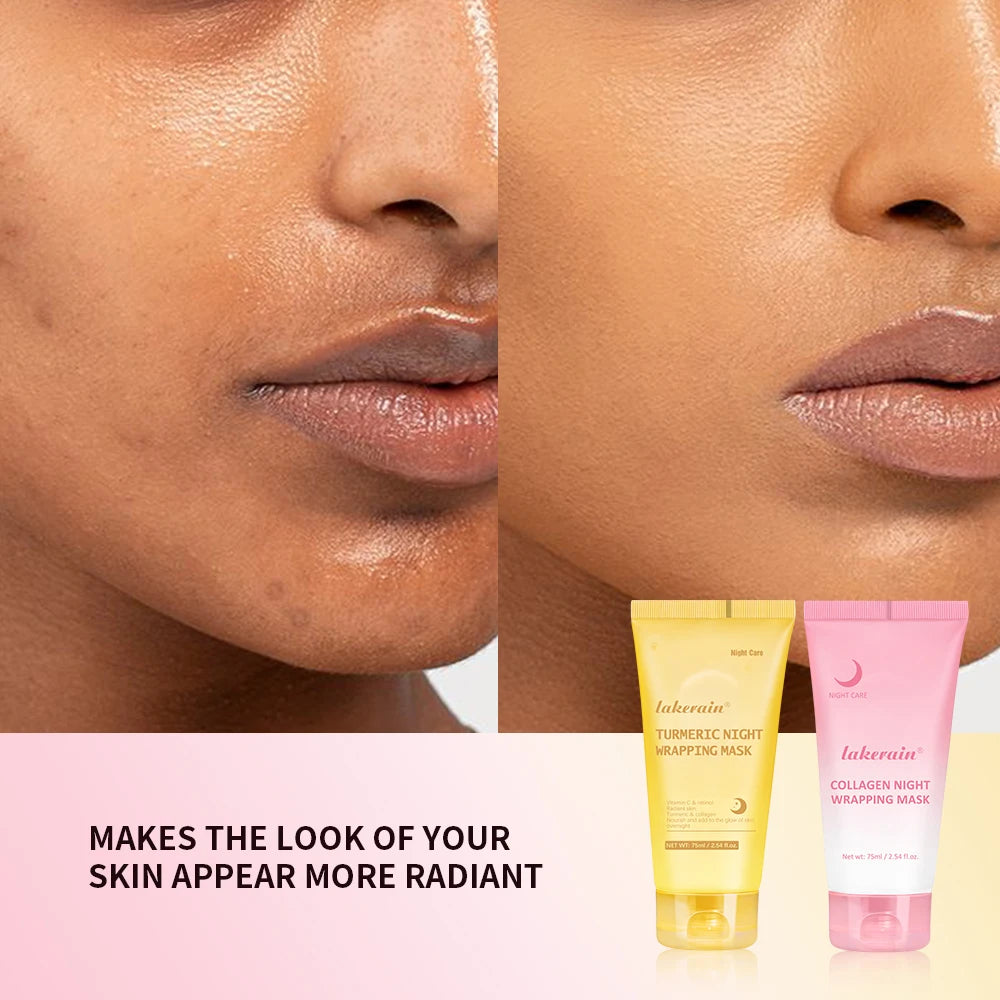 Glow night Wrapping Mask Deep Hydration Care Reduces Sagging&Dullness Even Skin Tone Mask Collagen Turmeric Hydrating Moisturize Peaceful Pleasures Health and Wellness