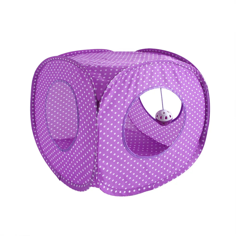 Cat Tunnel Tube Kitty Tunnel Bored Cat Pet Toys Peek Hole Toy Peaceful Pleasures Health and Wellness B18210 Purple