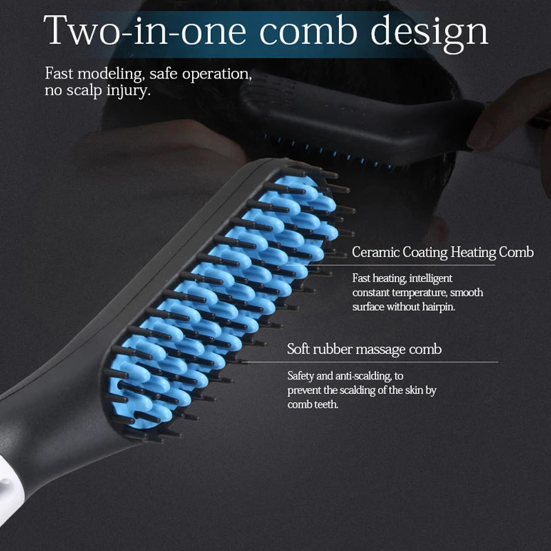 Portable Straightening Comb for Hair, Men's Beard Comb: Two Temperature Settings, Quick Creation of Fluffy Hairstyles Peaceful Pleasures Health and Wellness