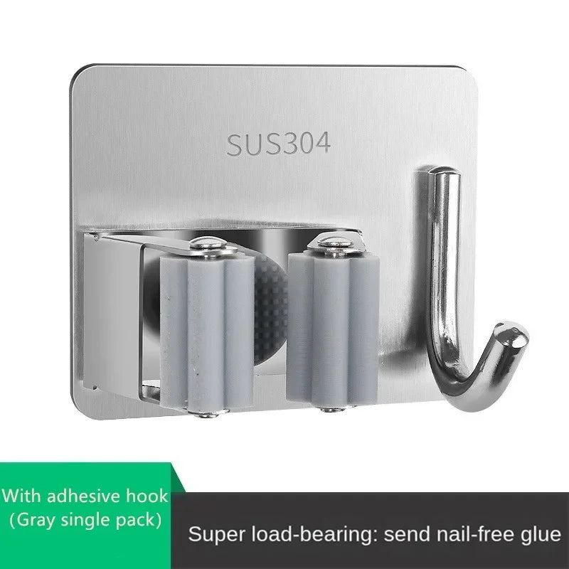 304 Stainless Steel Wall Mount Mop & Broom Holder Hook