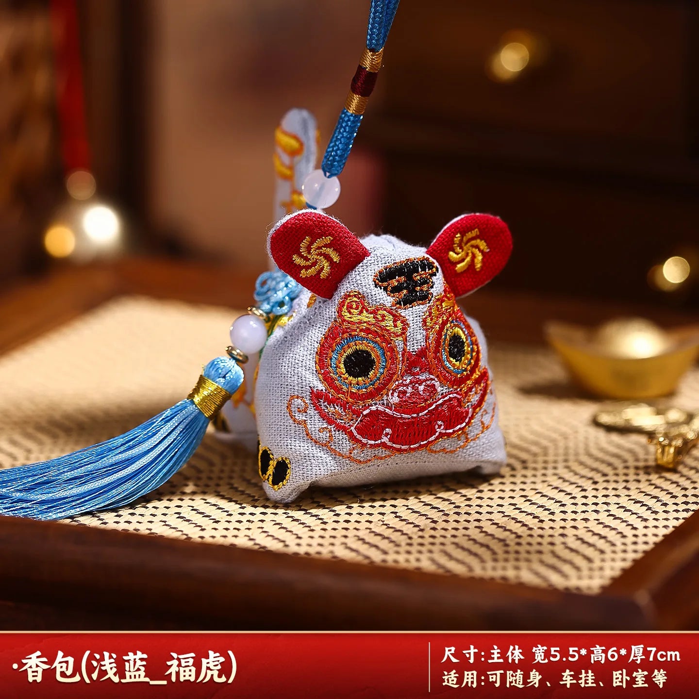 New Year Decoration Five Blessings Tiger Koi Pendant Horse Spring Festival Persimmon Fortune Car Sachet Hanging Ornament Decor Peaceful Pleasures Health and Wellness H