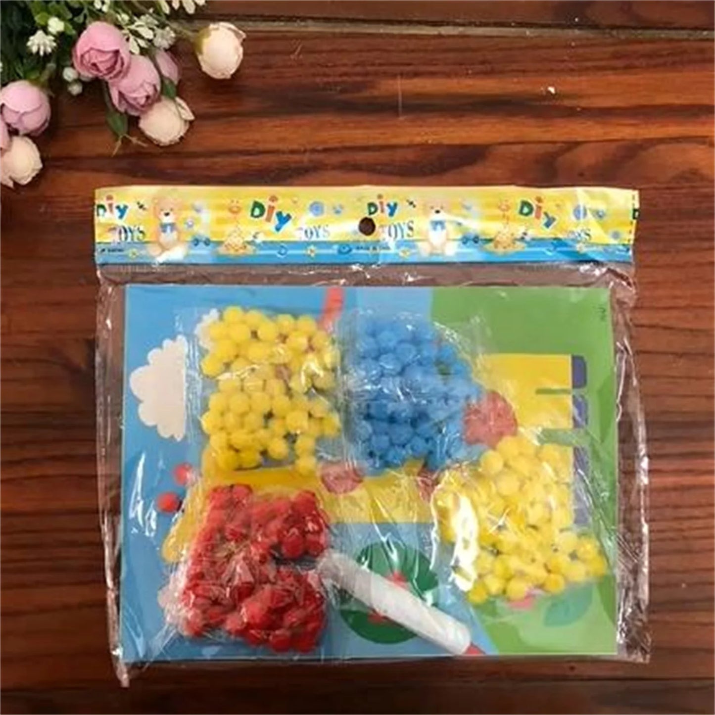 2 Pcs/Set Kids Plush Ball Painting Stickers Creative DIY Handmade Material Educational Toys Children Cartoon Puzzles Crafts Toy Peaceful Pleasures Health and Wellness