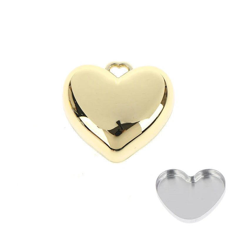 1Pcs Heart Shape Mini Empty Blush Powder Box Eye Shadow Container With Mirror And Aluminum Pan Key Chain Lipstick Case Packaging Peaceful Pleasures Health and Wellness Gold