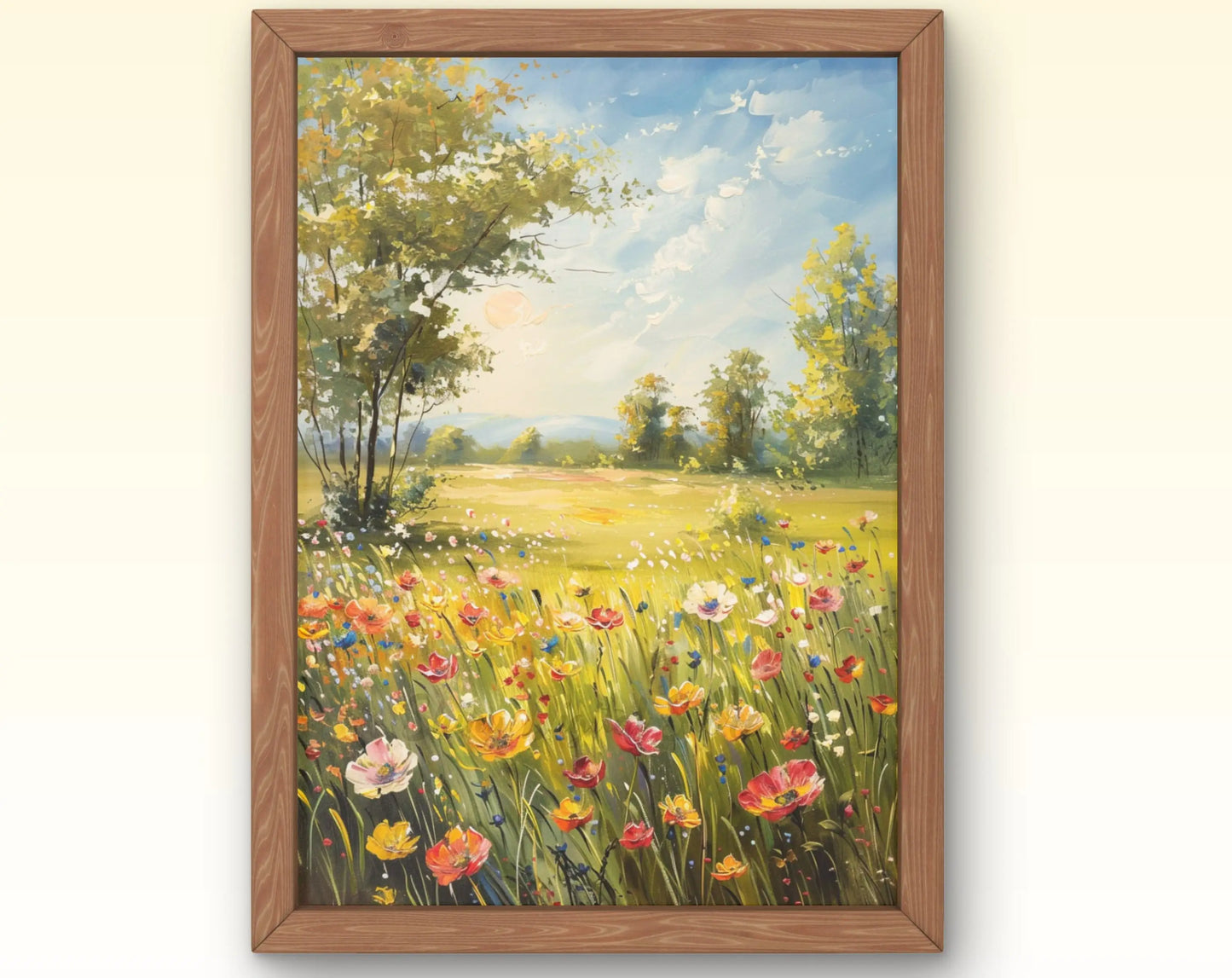 European Rural Scenery Floral Canvas Wall Art | Unframed Print