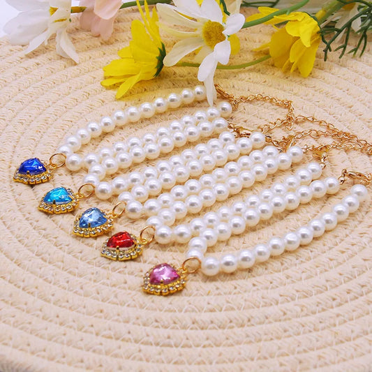 New Cat Collar Decoration Pet Cute Exquisite Neck Kitten Adjustable Summer Cat Necklace High Simulation Pearls Pet Supplies Peaceful Pleasures Health and Wellness