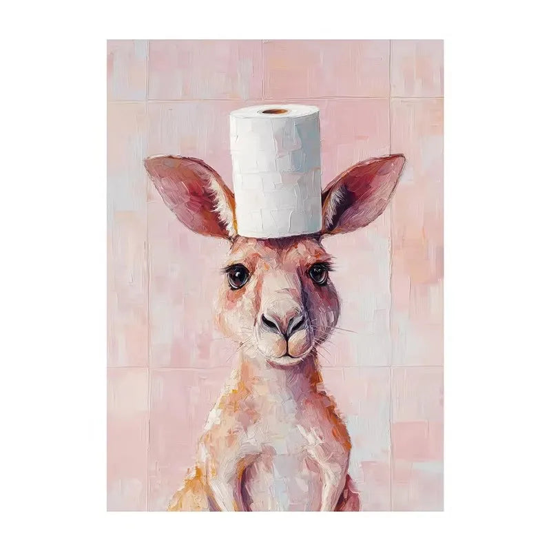 Funny Animal Bathroom Canvas Wall Art | Zebra Giraffe Tiger