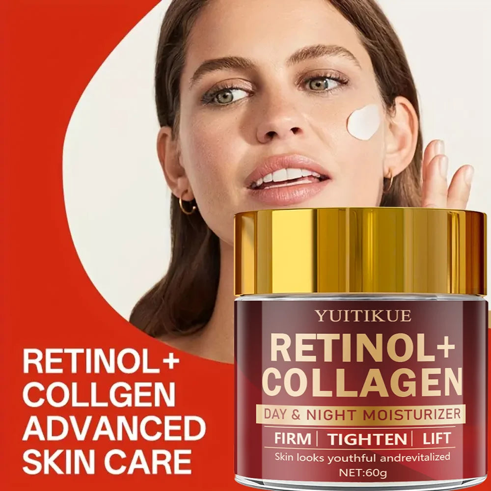YUITIKUE Retinol Collagen Cream 60g - Day & Night Moisturizer, Firms & Lifts Skin, Reduces Wrinkles, Youthful Look, Fast Results Peaceful Pleasures Health and Wellness Default Title