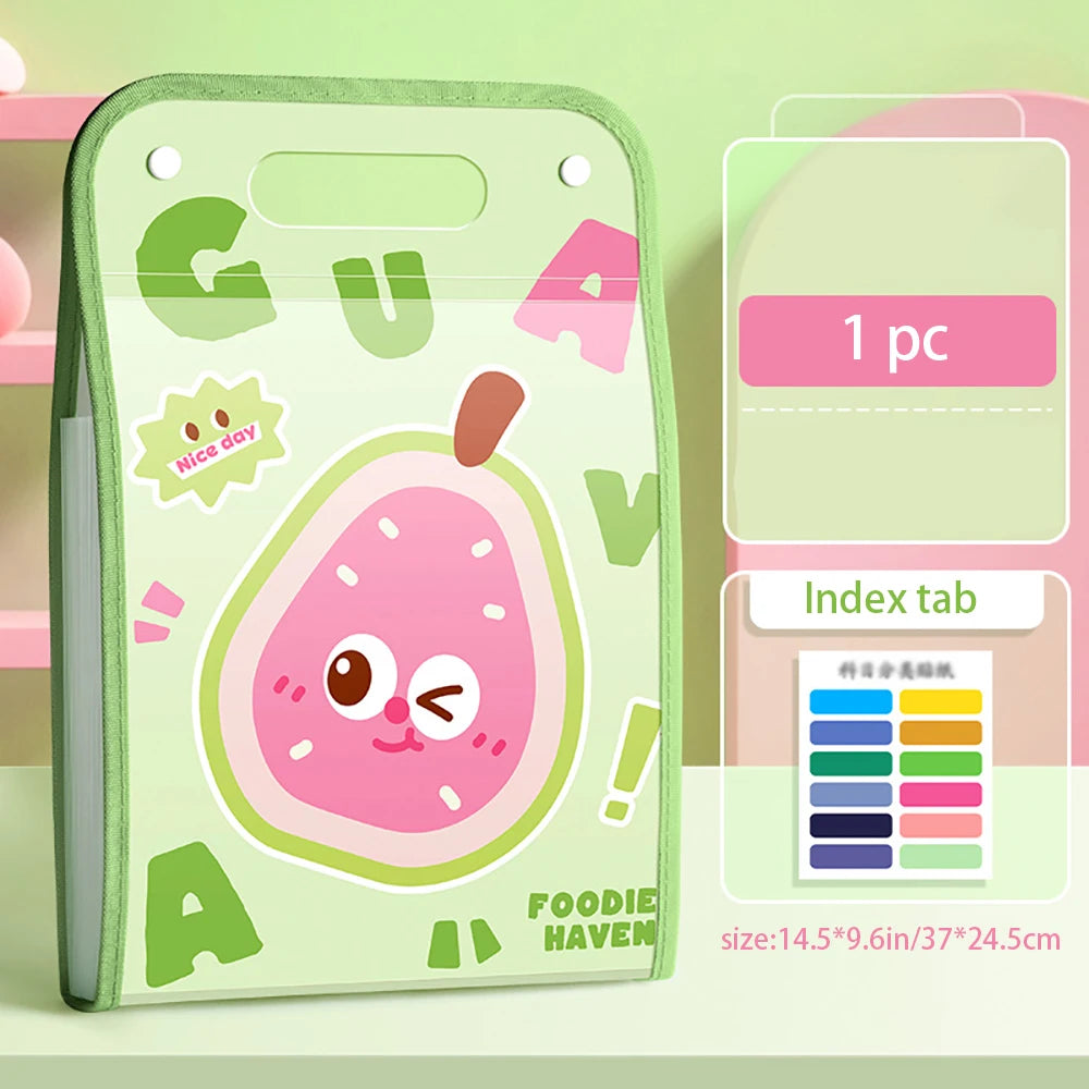 13 Layer Cartoon Large Capacity Document Storage Bag Student A4