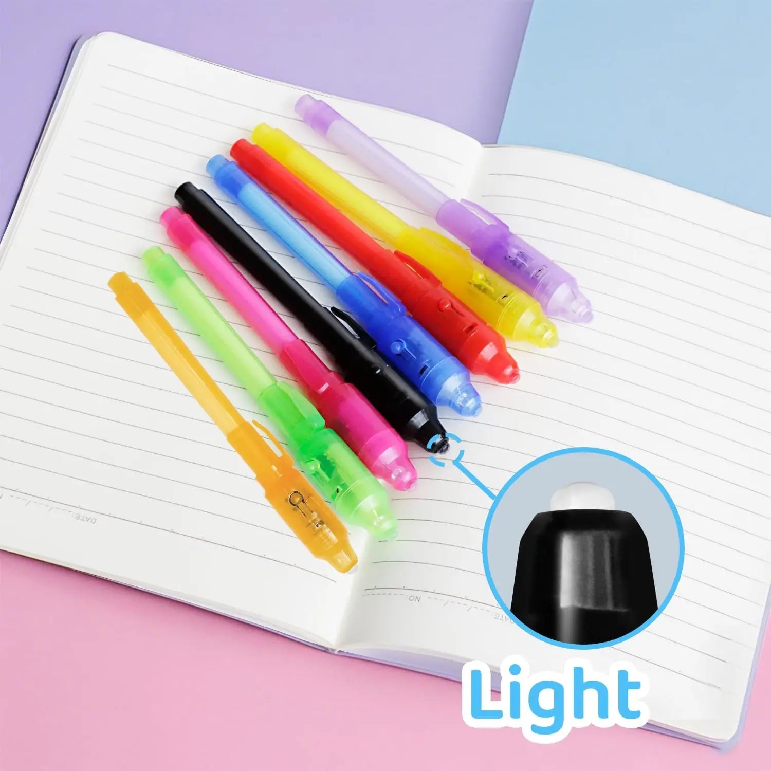 16pcs Luminous Light Pen Magic Purple 2 in 1 UV Black Light Combo Drawing Invisible Ink Pen Learning Education Toys for Child Peaceful Pleasures Health and Wellness