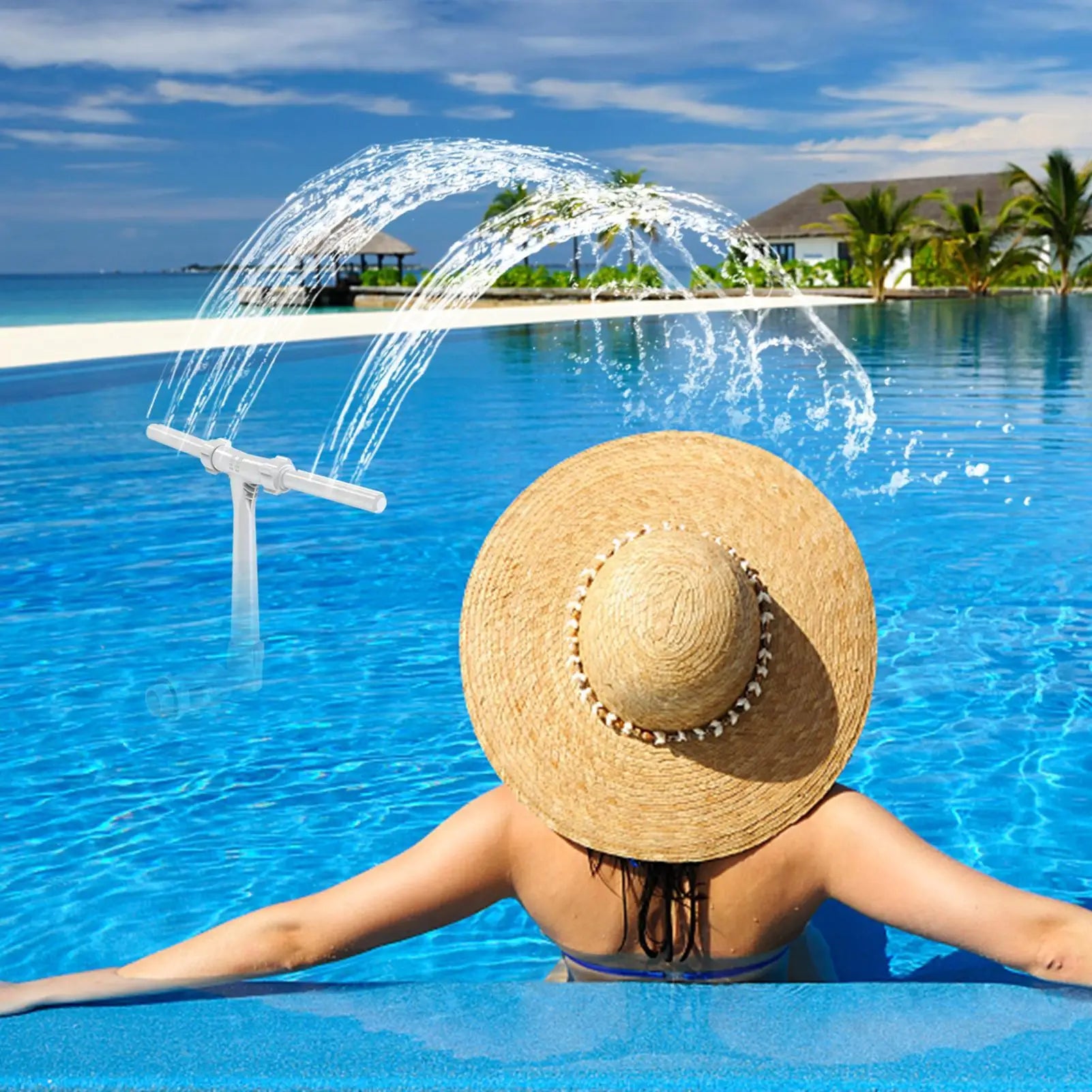 Swimming Pool Spa Sprinkler 360Degree Adjustable Water Fountain Sprinkler Double Head Fountain Swimming Pool Sprinkler Accessory Peaceful Pleasures Health and Wellness