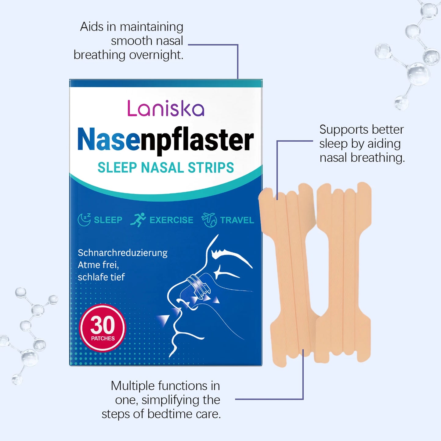 Gentle Nighttime Nasal Strips – Breathable, Unisex, All Skin Types
