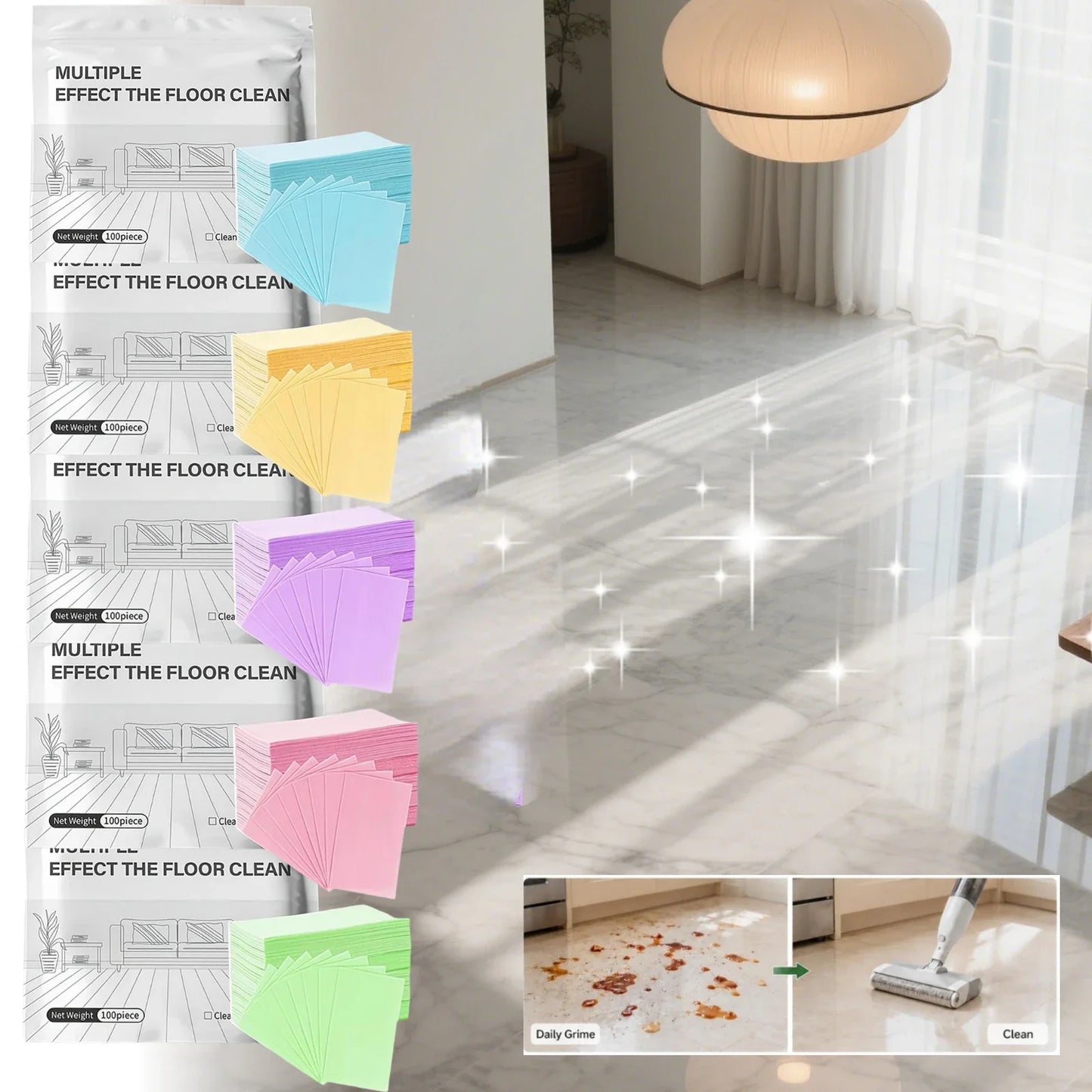 100-Pack Water-Soluble Floor Cleaner Tablets | Multi-Scent