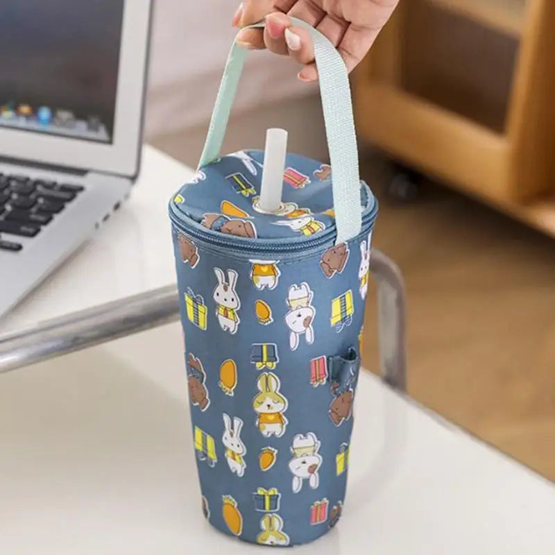 Milk Tea Cup Holder Insulated Portable Handheld Carrier for Office Student Carrying Fresh Keeping Cup Bag Cover Peaceful Pleasures Health and Wellness