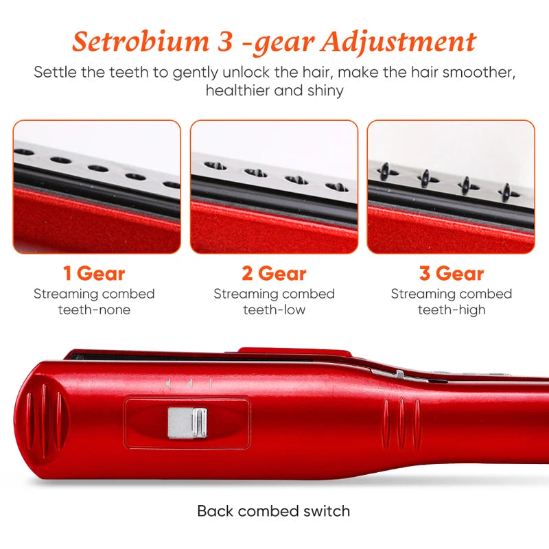 Professional Strong Steam Electric Hair Straightener Portable Salon Wide 2-in-1 Flat Iron & Curling Iron for Household Use Peaceful Pleasures Health and Wellness