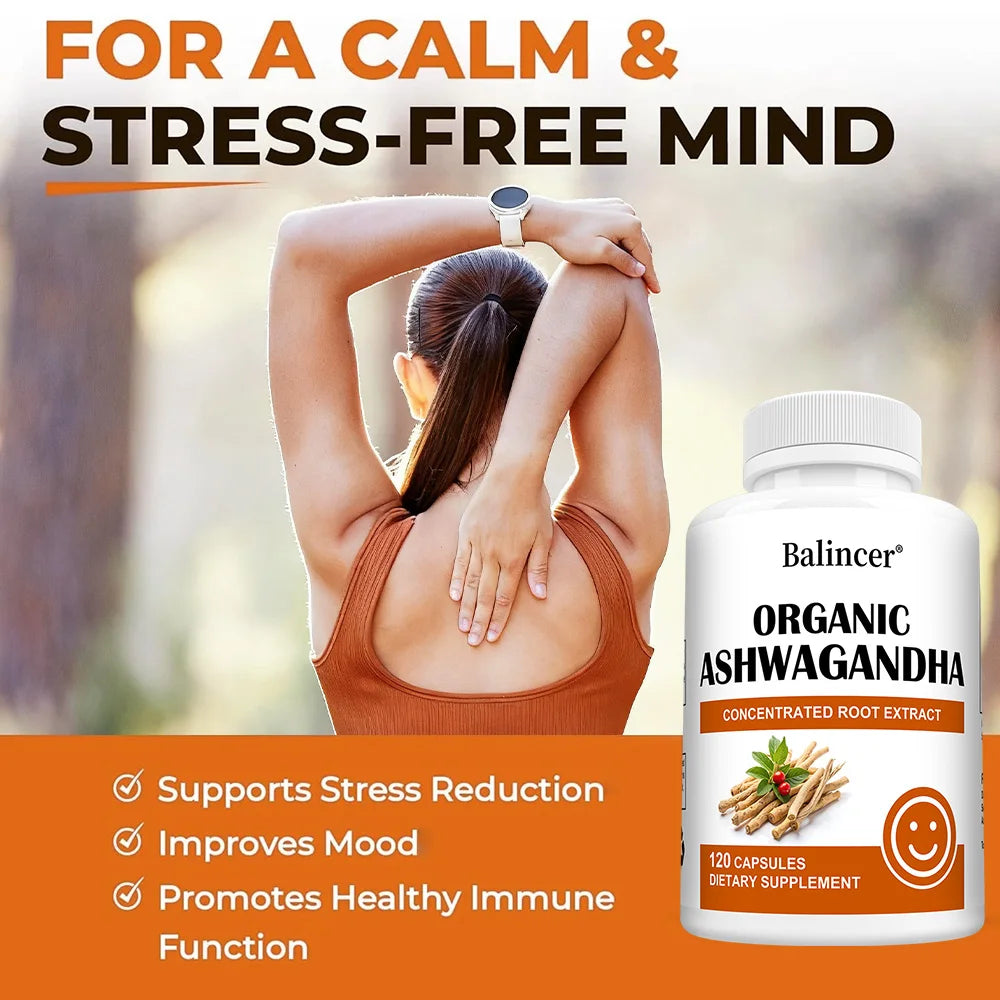 Ashwagandha Capsules - Black Pepper, Stress Relief, Energy Sleep Mood Focus & Immune Support, Relaxation, Cognitive Function Peaceful Pleasures Health and Wellness