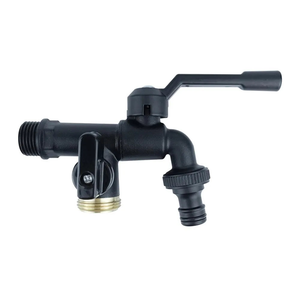 Black Brass Anti-Freeze Bibcock Faucet – Dual Outlet 1/2"