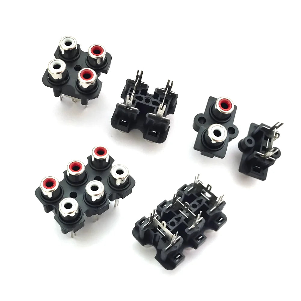 2/5/10PCS 2/4/6Hole RCA Female Stereo Audio Jack AV Audio Input Socket Connector Lotus Row Amplifier Interface Signal Connection Peaceful Pleasures Health and Wellness