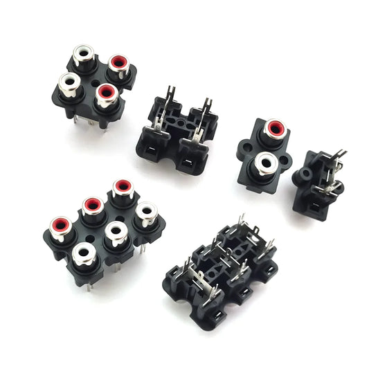 2/5/10PCS 2/4/6Hole RCA Female Stereo Audio Jack AV Audio Input Socket Connector Lotus Row Amplifier Interface Signal Connection Peaceful Pleasures Health and Wellness