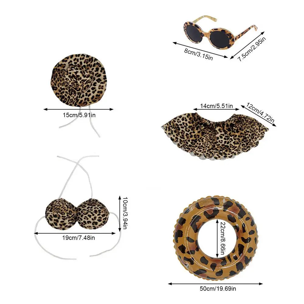23" Porch Goose Leopard Bikini Outfit Set – Hat & Sunglasses