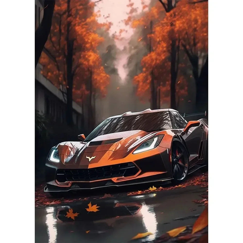 Nordic Supercar Canvas Wall Art | Racing Poster for Garage & Home Canvas Wall Art Peaceful Pleasures Health and Wellness 9 50x70cm Unframed