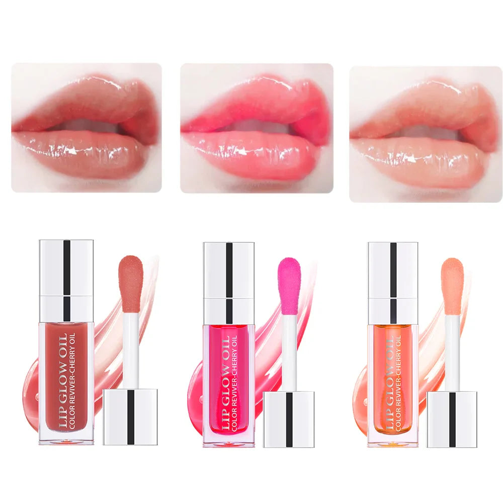 ibcccndc 3pc Crystal Jelly Lip Glow Oil – Tinted & Waterproof