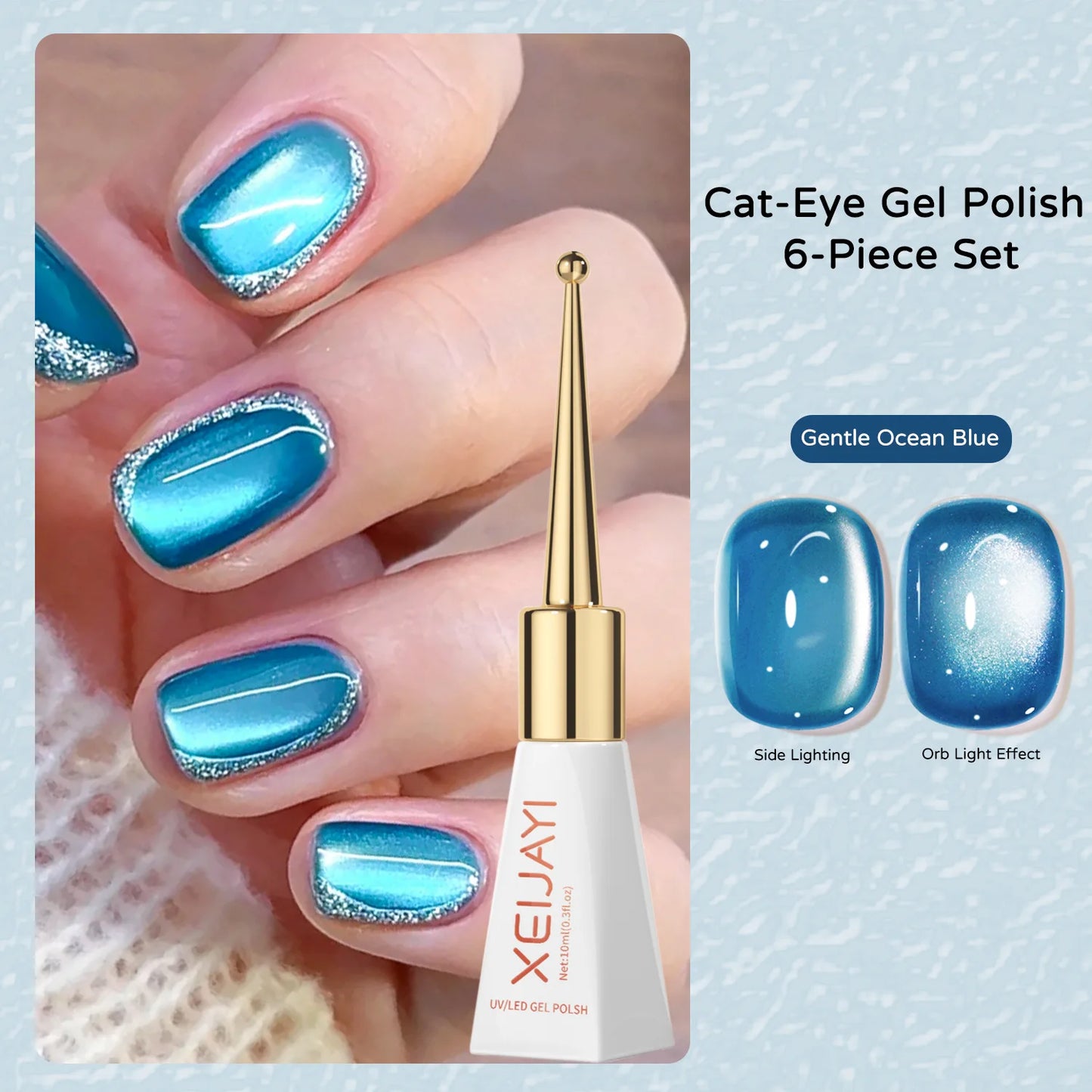 Magnetic Cat Eye Gel Polish | Glass Bead Effect, 6 Colors, 10ml
