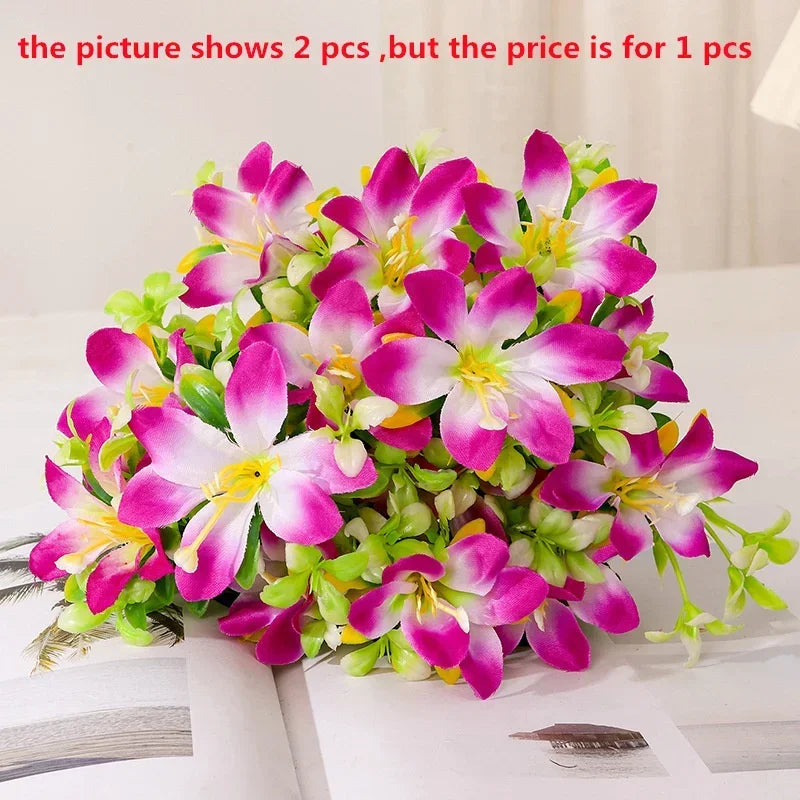 Silk Artificial Lily Bouquet | Fake Flower Home & Wedding Decor
