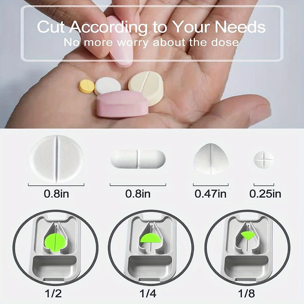 Small Pill Cutters Splitter for Small & Tiny Pills Portable Pill Crusher for Large Pills with Sharp Safe Blad Washable Pill Box Peaceful Pleasures Health and Wellness