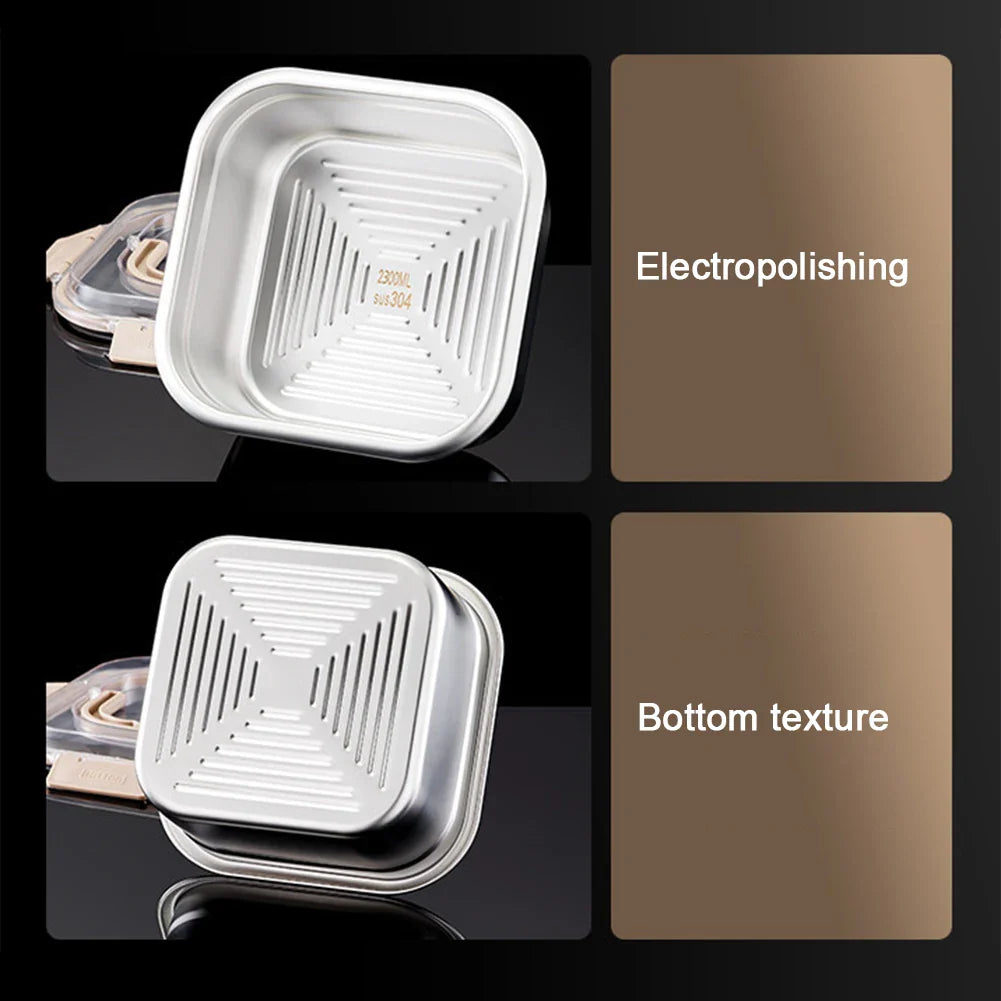 Stainless Steel Leak-Proof Food Storage Box with Handle