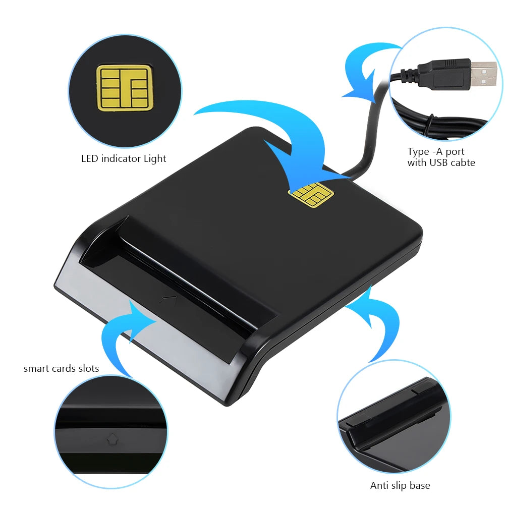 Stable Operation USB Smart Card Reader Reliable Simplicity for DNIE ATM CAC IC ID SIM Card Cloner Connector Windows Peaceful Pleasures Health and Wellness