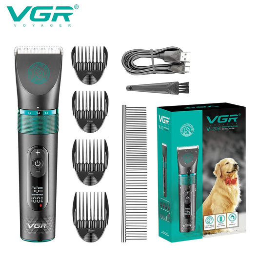 VGR Professional Dog Shaver Electric Pet Hair Trimmer Household Metal Pet Hair Trimmer LED Digital Cat and Dog Hair Trimme V-209 Peaceful Pleasures Health and Wellness USB