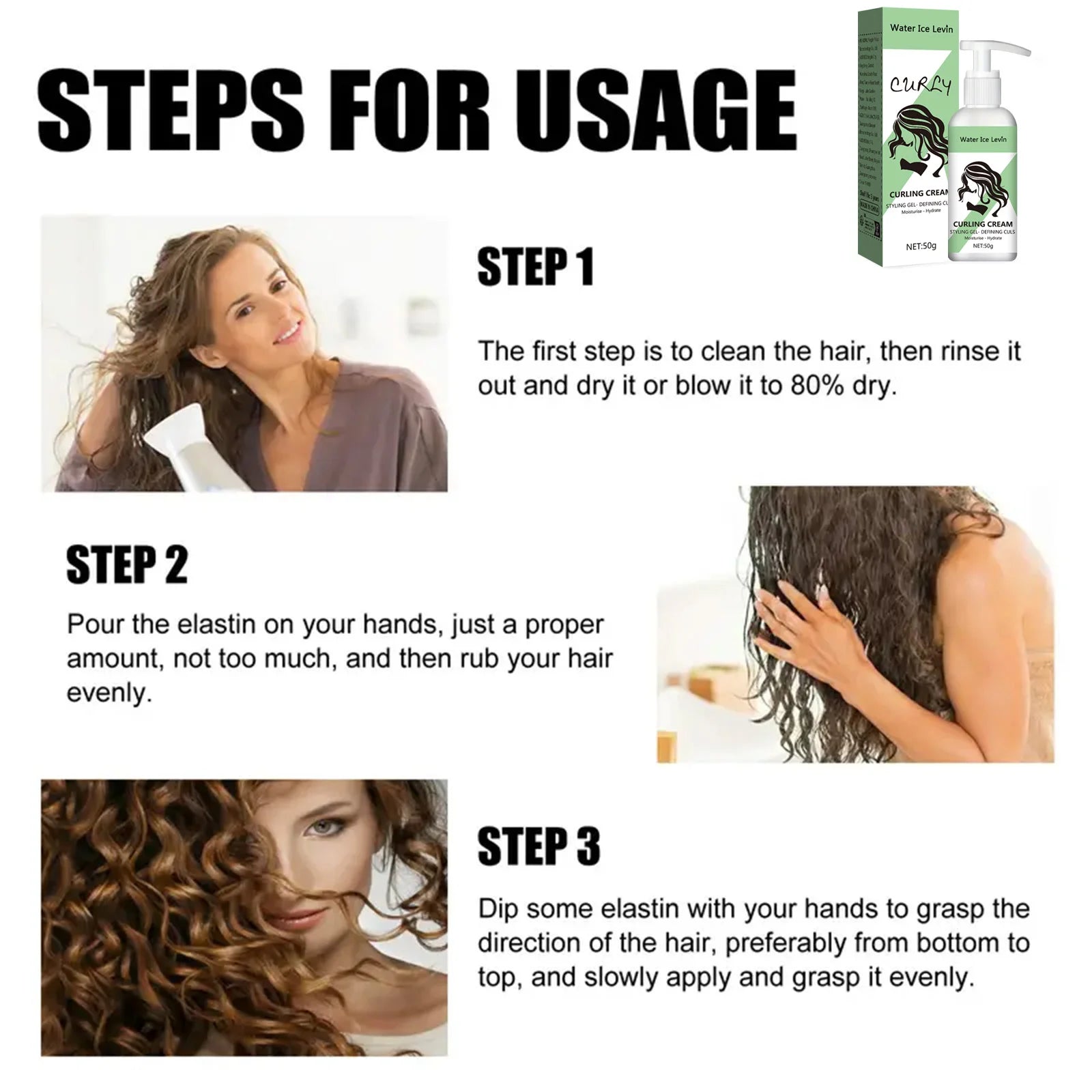 Curling Cream Styling Gel | Curl Defining & Moisturizing | Curly Hair Care 50g Peaceful Pleasures Health and Wellness
