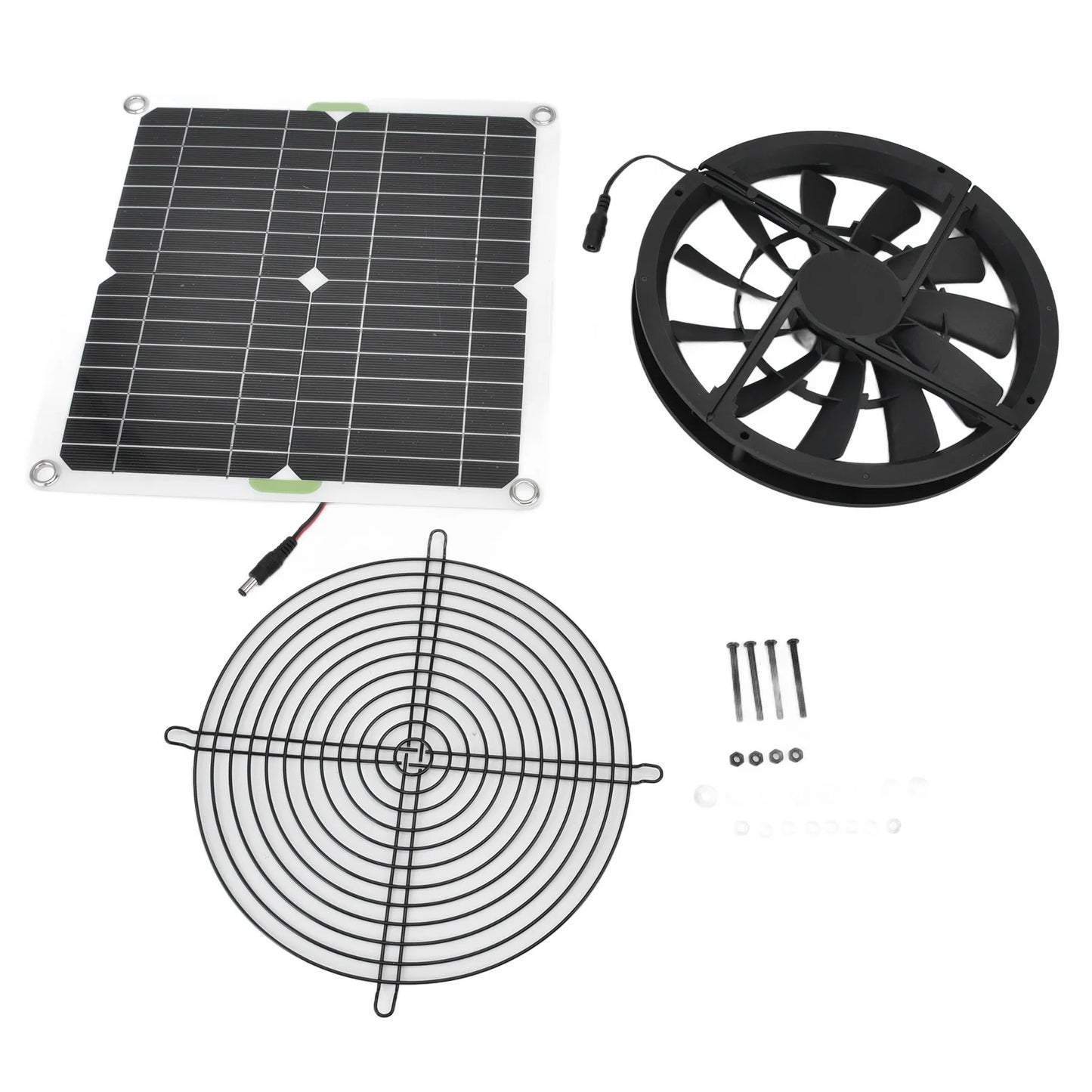 Solar Panel Fan 100W Waterproof Round Ventilation Case Exhaust