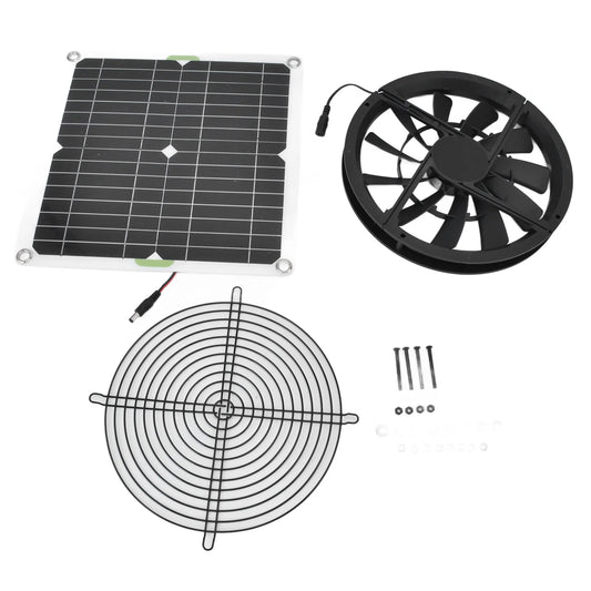 Solar Panel Fan 100W Waterproof Round Ventilation Case Exhaust Peaceful Pleasures Health and Wellness Default Title