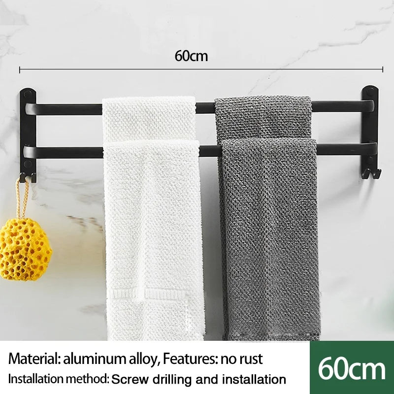 Wall-Mounted Aluminum Towel Rack | 1, 2 & 3 Bar Options