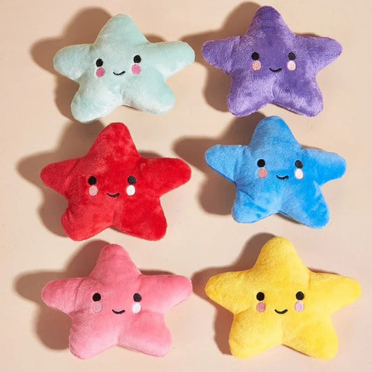 6-Pack Plush Pentagram Squeaky Dog Toys for Small & Medium Dogs Plush Squeaky Dog Toy Peaceful Pleasures Health and Wellness