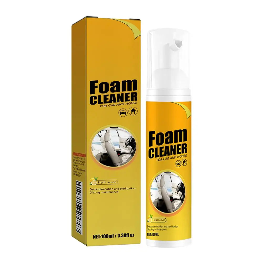 Car Interiors Leather Seats Shoes Multipurpose Foam Cleaner Fresh Lemon Scent Car Steering Wheel Decontamination Cleaning Spray Peaceful Pleasures Health and Wellness 100ml