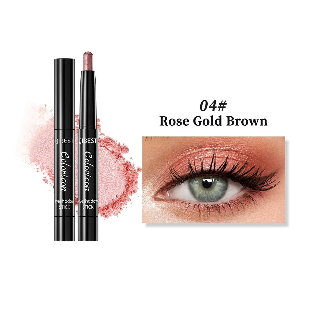 QIBEST Pearlescent Eyeshadow Stick Lasting Glitter Shimmer Colorful Eye Shadow Pencil Makeup Highlighter Brighten Lying Silkworm Peaceful Pleasures Health and Wellness 04