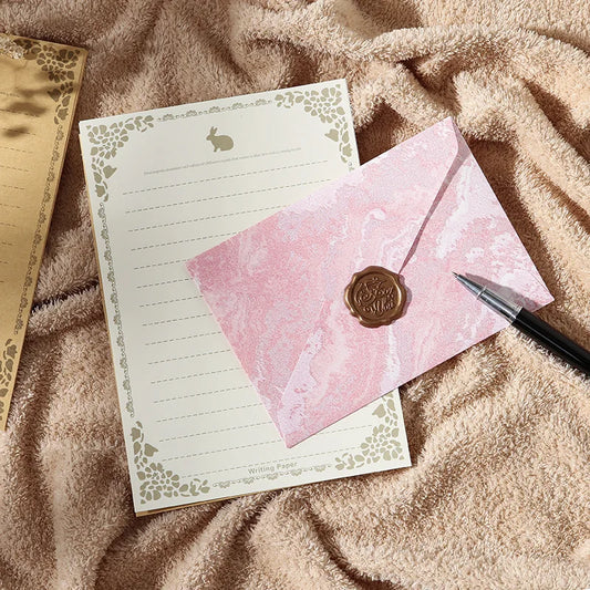 gilding Valentine's Day Envelope Letter Set Embossed Texture Handwritten Love Letter Lacquer Envelope Peaceful Pleasures Health and Wellness