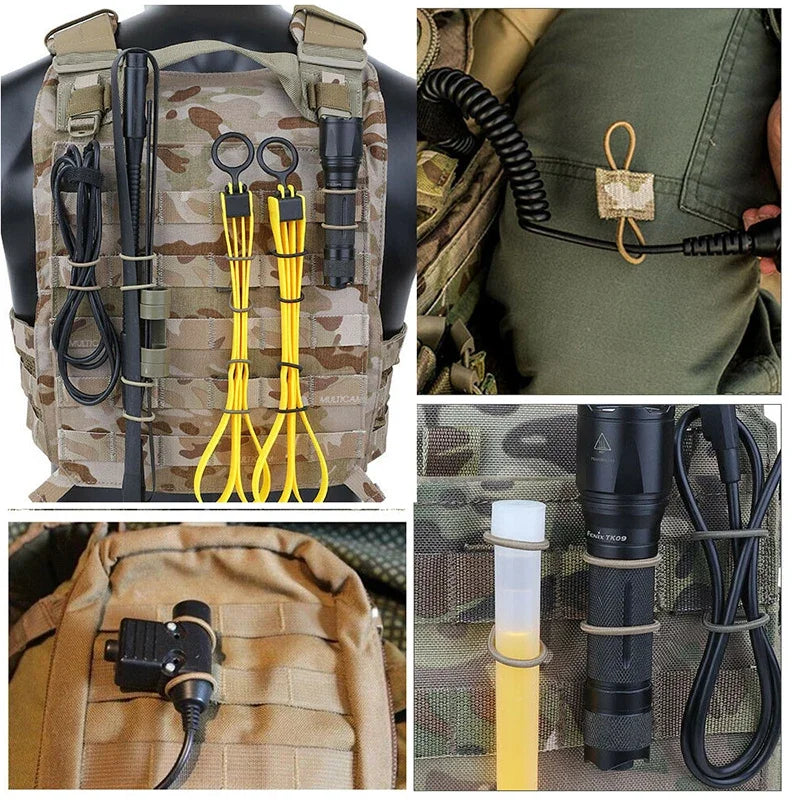 Tactical MOLLE Elastic Rope Straps 4pcs | 600D Nylon Gear Holder
